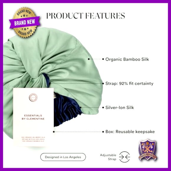 Silver Ion Silk Bamboo Sleep Cap for Curly Hair Frizz-Free Overnight main image 4